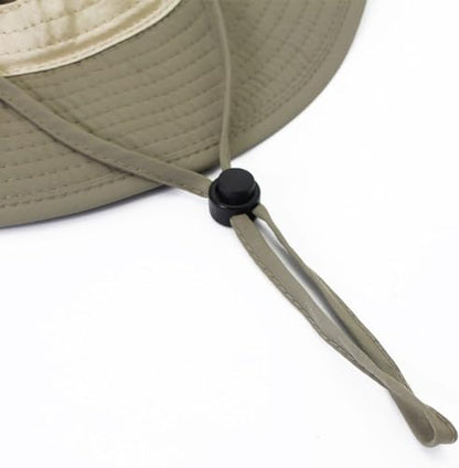 EONPOW Fishing Hats Windproof UPF50+ UV Protection Bucket Beach Mesh Sun Hat 56-61cm - color: Khaki