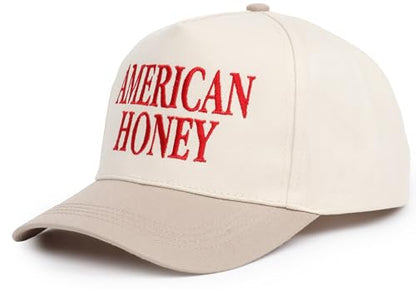 D&Y Retro 2-Tone Canvas Baseball Cap for Women - Funny Embroidered Distressed Snapback, Adjustable Cotton Dad Hat - color: American Honey-beige