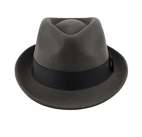 Home Prefer Men's Wool Felt Winter Hat Short Brim Fedora Hat - color: Dark Grey, size: 7 3/8