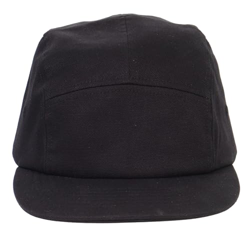 TOP HEADWEAR 5 Panel Hat for Men - Classic Canvas Camper Cap - color: Black