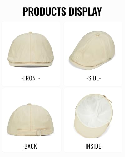 CLAPE Lightweight Breathable Flat Hat, Water-Resistant Newsboy Cap - color: Nb2609-beige