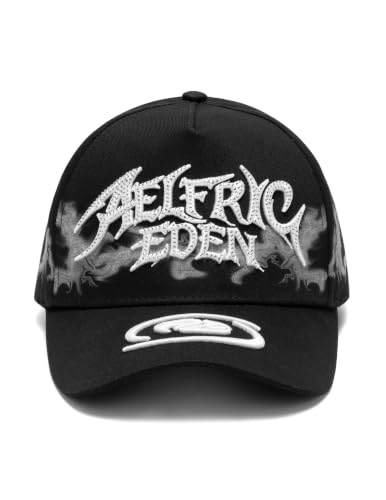 Aelfric Eden Baseball Cap Embroidered Vintage Curved Brim Snapback Hat - color: Black Rhinestone Vintage Print