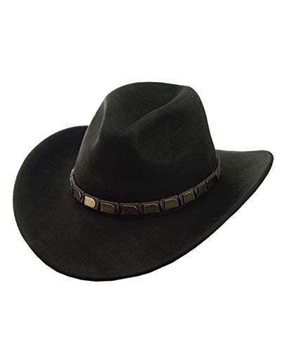 NYFASHION101 Men's Crushable Designed Band Large Brim Wool Outback Fedora Hat - size: Large