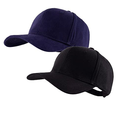 LANGZHEN Unisex Baseball Cap 100% Cotton Fits Men Women Washed Denim Adjustable Dad Hat - color: Structured-navy+structured-black