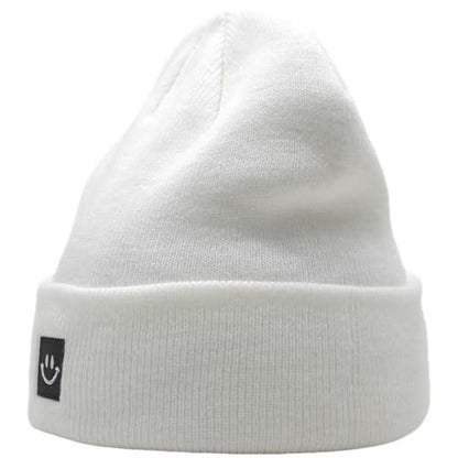 55cube Unisex Winter Beanie Hats Warm Thick Knit Cuffed Skullcaps - color: Solid White
