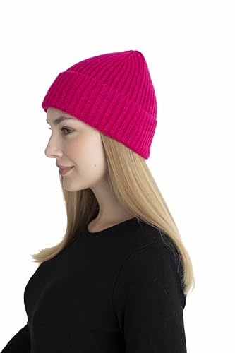 Seamless Beanie Cap, Acrylic Unisex Winter Beanie - color: Pink