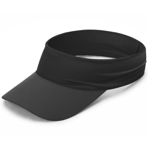 Cooling Sun Stretchy Visor Hat for Men Women,Soft Headband Visors - color: 1-black