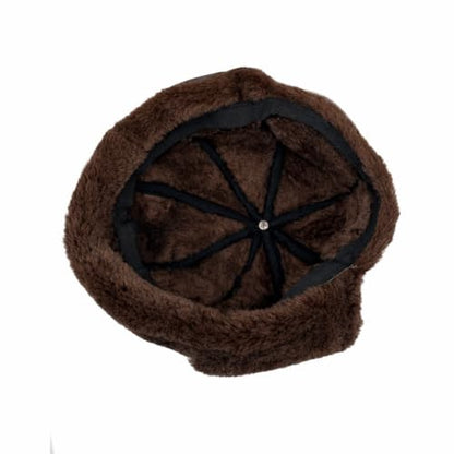 Leather Aviator Russian Ushanka Trapper Shearling Sheepskin Fur Ear Flap Waterproof Winter Hat - color: Brown, size: Medium