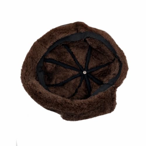 Leather Aviator Russian Ushanka Trapper Shearling Sheepskin Fur Ear Flap Waterproof Winter Hat - color: Brown, size: Large