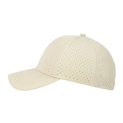 FEINION Men Laser Mesh Breathable Snapback Baseball Cap - color: Khaki