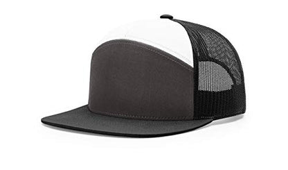 Richardson 168 Hi-Pro 7 Panel Adjustable Snapback Trucker Mesh Back Cap - color: Charcoal/Black/White