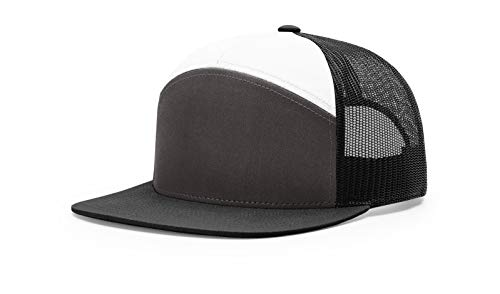 Richardson 168 Hi-Pro 7 Panel Adjustable Snapback Trucker Mesh Back Cap - color: Charcoal/Black/White
