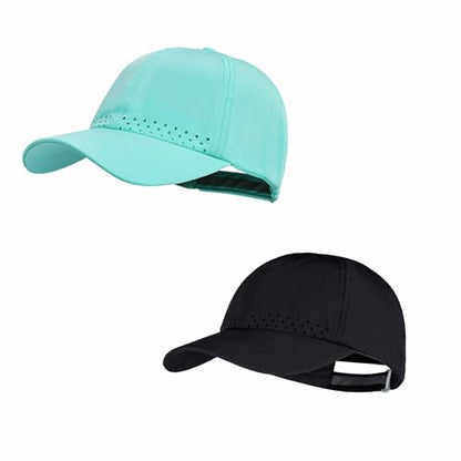 HH HOFNEN Women Quick Drying Baseball Cap Sun Hat Unstructured Golf Hat - color: #2 Black+aqua