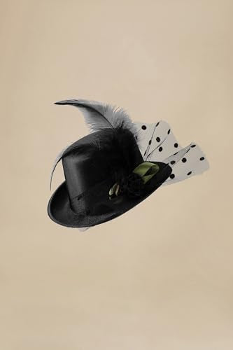 BABEYOND Mini Top Fascinators Hats for Women Feather 1920s Costume Hat - color: Black