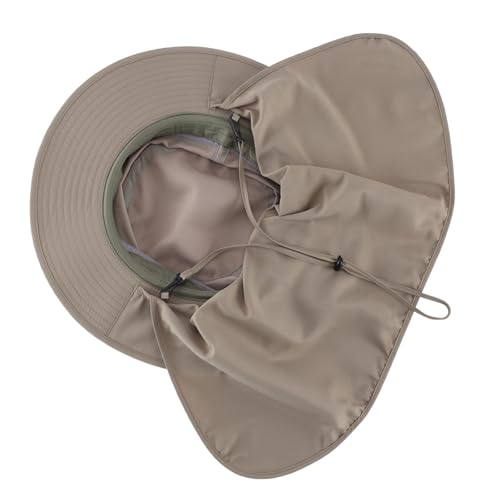 Home Prefer UPF50 Mens Sun Hat with Neck Flap Quick Dry UV Protection Cap Womens Wide Brim Fishing Hat Neck Flap Beach Garden - color: Smoky Gray