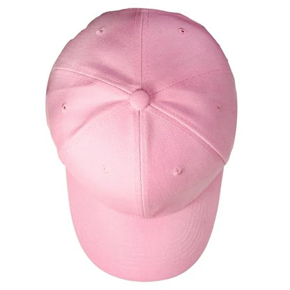Falari Wholesale Bulk Lot 12-Pack Baseball Cap Adjustable Size Plain Blank Solid Color - color: Pink
