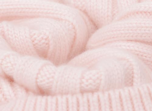 Women's Winter Ribbed Cuffed Beanie Skull Cap with Genuine Raccoon Fur Pom - color: Rc Pink