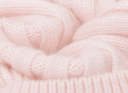 Women's Winter Ribbed Cuffed Beanie Skull Cap with Genuine Raccoon Fur Pom - color: Rc Pink