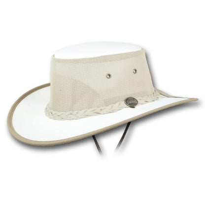 Mesh Drover Cotton Canvas Hat by Barmah - color: Cream, size: X-Large