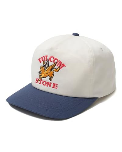 Volcom Men's Snapback Hat– 6-Panel Twill Flat Brim Cap Adjustable Snap Closure - color: Off-white