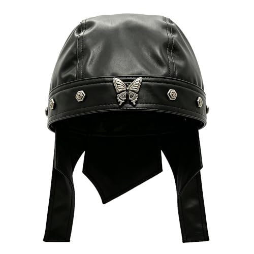 Biker Cap for Women Punk Motorcycle Skull Cap Adjustable Stylish Doo Rag Headwrap for Riding Outdoor Activities - color: Butterfly