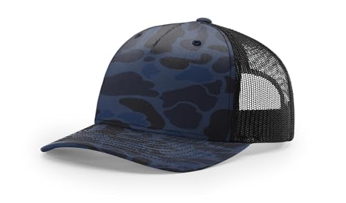 Printed Five-Panel Trucker Hat by Cotton Paperie - color: Admiral Duck Camo/Black