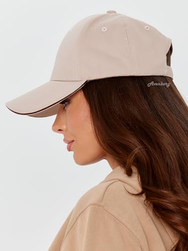 Sandwich Brim High Crown Baseball Cap – Logo-Free – Deep Fit Structured Hat for Men & Women – Minimalist Design - color: Beige / Chocolate Sandwich