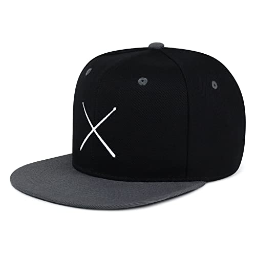 JPAK Drum Stick Hip-Hop Snapback Hat Embroidered Baseball Cap Drummer - color: 18. Black/Grey