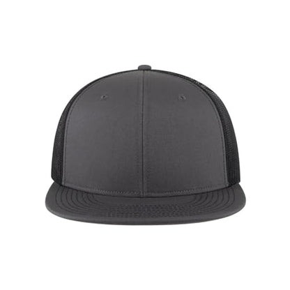 Ashen Fane 6 Panel Mid Profile Mesh Back Structured Trucker Adjustable Snapback Hat - color: Ch.gry/Ch.gry/Blk