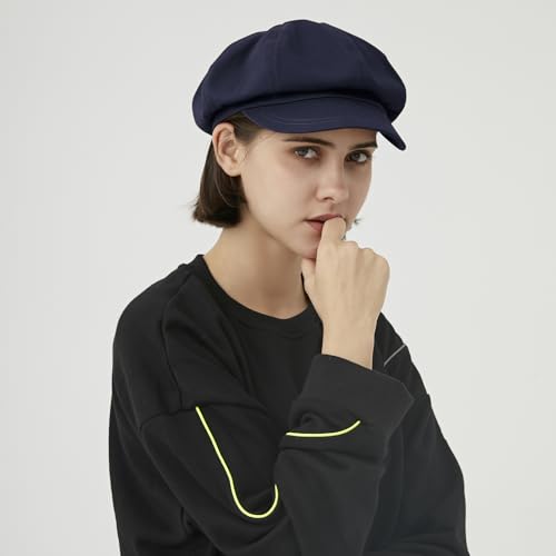 Classic Newsboy Hats, Two Size Newsboy Flat Cap for Men and Women, Fashion Baker boy hat Beret Cap - color: Navy Blue, size: Large