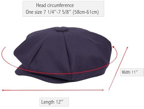 Oversized Men's Super Big 100% Wool 8 Panel Applejack Newsboy Cabbie Gatsby 20 Generation Hats (Not a Regular Apple hat) - color: Solid Navy