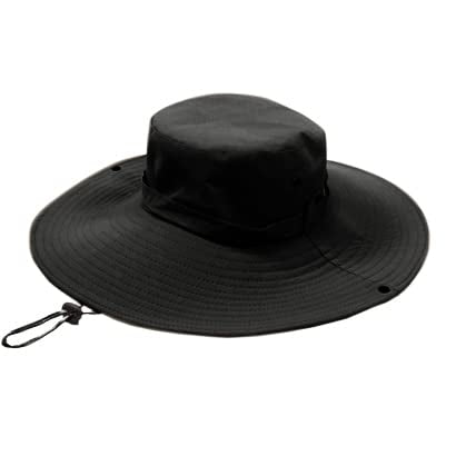 Waterproof Fishing Hat 12CM Wide Brim Sun Hat for Women Mens Packable Bucket hat- UPF 50 for Outdoor Gardening Beach Hats - color: Black