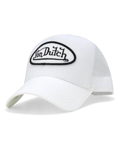 Von Dutch Unisex Trucker Hat - Retro Classic Solid Color Mesh Back Snapback Baseball Cap for Men & Women. - color: White