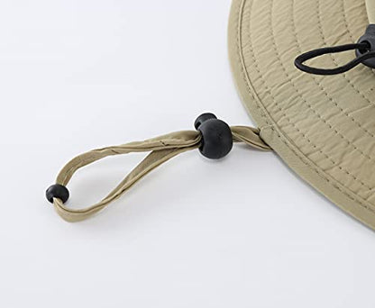 Kids Sun Protection Hat Quick Dry Adjustable Wide Brim Bucket Hat for Boys Girls Summer Fishing Hiking - color: Khaki