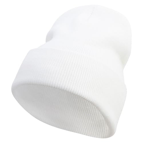 e4Hats.com 12 inch Cuffed Knit Long Beanie - color: White