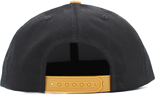 KBETHOS Classic Snapback Hat Blank Cap Underbrim Cotton Wool Blend Flat Visor Adjustable Unisex - color: Black Wheat