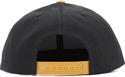 KBETHOS Classic Snapback Hat Blank Cap Underbrim Cotton Wool Blend Flat Visor Adjustable Unisex - color: Black Wheat
