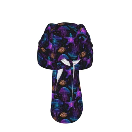 Adjustable Cycling Cap, Quick Dry Sports Bandana Skull Cap Helmet Liner - color: Neon Jellyfish Starfish