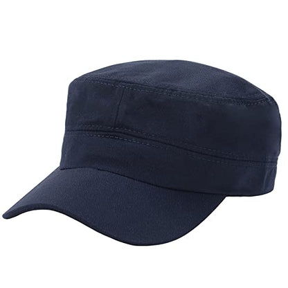 2 Pack Cadet Army Caps Flat Top Military Hats for Men Women - color: Navy Blue