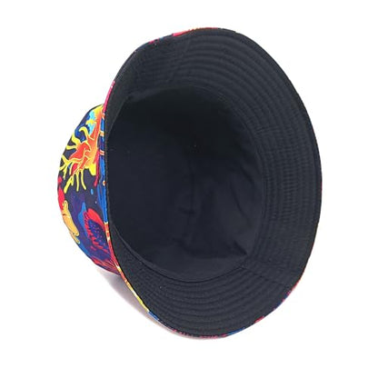 Printed Bucket Hat - Reversible Packable Summer Travel Beach Sun Cap for Men Women Teens - color: Colorful Abstract