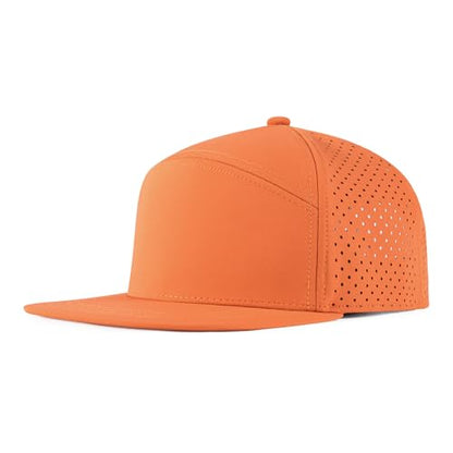 FEINION Men Laser Mesh Flat Brim Snapback Baseball Cap - color: Orange