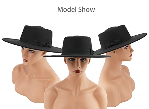Pro Celia Big Wide Brim Women Fedora Hat - color: Oval-black