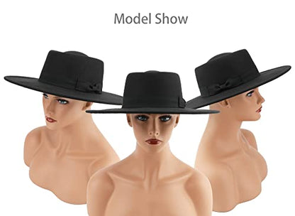Pro Celia Big Wide Brim Women Fedora Hat - color: Oval-black