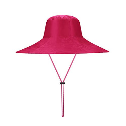 Women Super Wide Brim Beach Hat Reversible Floppy Sun Hat Packable Travel Bucket Cap Visor UPF50+ - color: Rose Red
