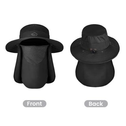 Sun Hats for Men Women UPF 50+ Waterproof Bucket Hat - color: Black