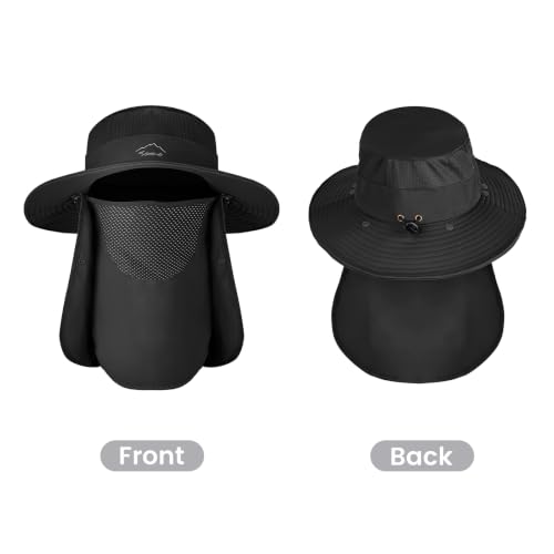 Sun Hats for Men Women UPF 50+ Waterproof Bucket Hat - color: Black