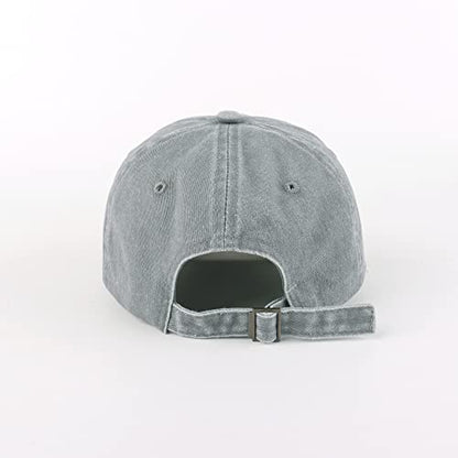 LANGZHEN Unisex Baseball Cap 100% Cotton Fits Men Women Washed Denim Adjustable Dad Hat - color: Washed-grey Yellow