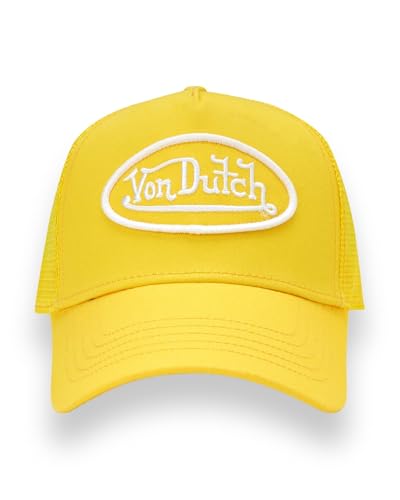 Von Dutch Unisex Trucker Hat - Retro Classic Solid Color Mesh Back Snapback Baseball Cap for Men & Women. - color: Lemon Yellow