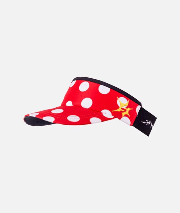 Sparkle Headsweats Running Visor - color: Red With White Polka Dots