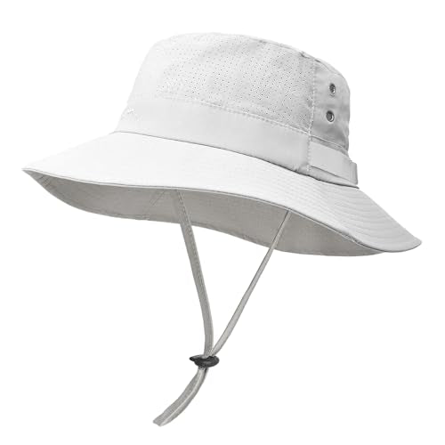 Sun Bucket Hat for Men Women Fishing Beach Safari Hats for Golf Hiking Hunting Outdoor UPF 50+ - color: White